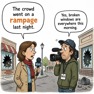 rampage (şiddet, galeyan, saldırı çılgınlığı) karikatürü — diyalogla bağlam içinde öğren
