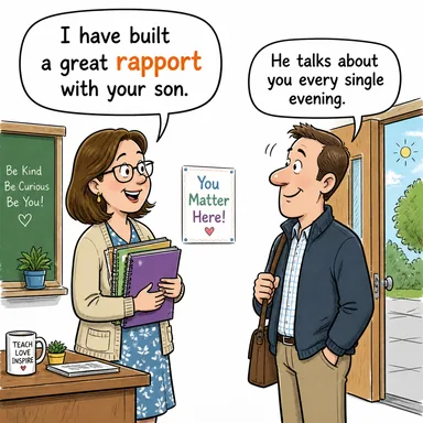 rapport (uyum, ahenk, yakın ilişki) karikatürü — diyalogla bağlam içinde öğren
