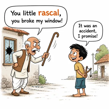 rascal (yumurcak, serseri, haylaz) karikatürü — diyalogla bağlam içinde öğren