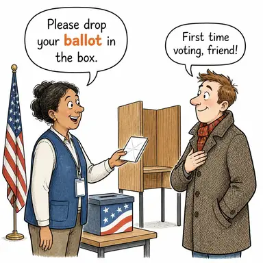 ballot (oy pusulası, oylama) karikatürü — diyalogla bağlam içinde öğren