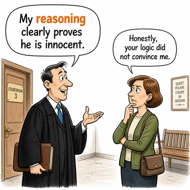 reasoning (akıl yürütme, muhakeme, gerekçe) karikatürü — diyalogla bağlam içinde öğren
