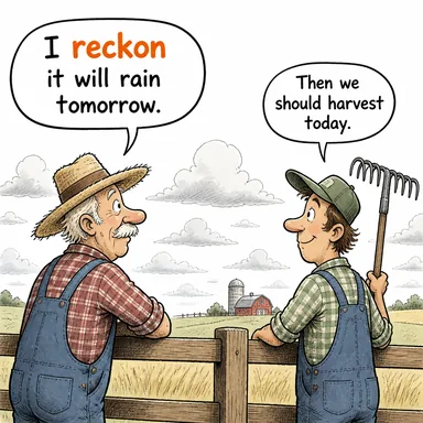 reckon (tahmin etmek, hesaplamak, sanmak) karikatürü — diyalogla bağlam içinde öğren