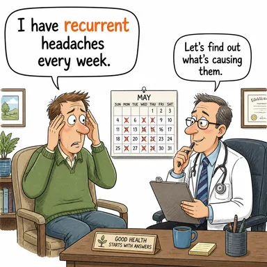 recurrent (tekrarlayan, nükseden) karikatürü — diyalogla bağlam içinde öğren