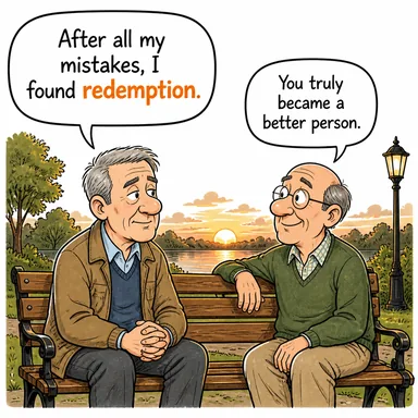 redemption (kurtuluş, kefaret) karikatürü — diyalogla bağlam içinde öğren