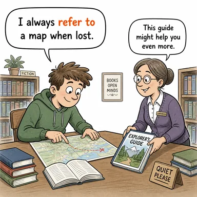 refer to (kastetmek, bahsetmek, (bir kaynağa) başvurmak) karikatürü — diyalogla bağlam içinde öğren