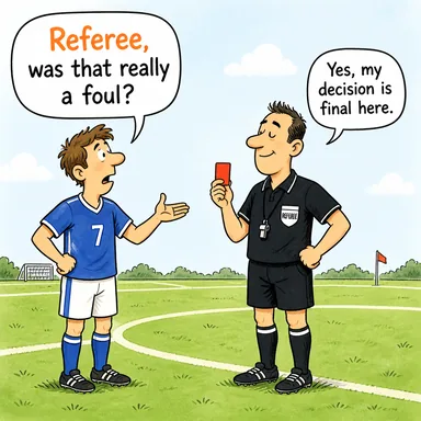 referee (hakem) karikatürü — diyalogla bağlam içinde öğren