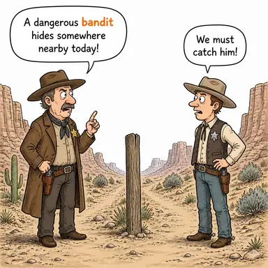 bandit (haydut, eşkıya, soyguncu) karikatürü — diyalogla bağlam içinde öğren