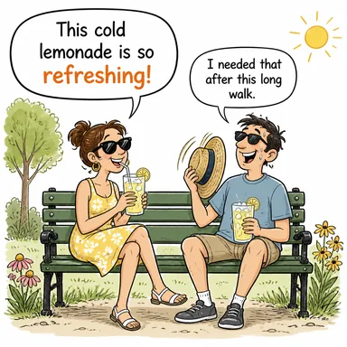 refreshing (canlandırıcı, ferahlatıcı, iç açıcı) karikatürü — diyalogla bağlam içinde öğren