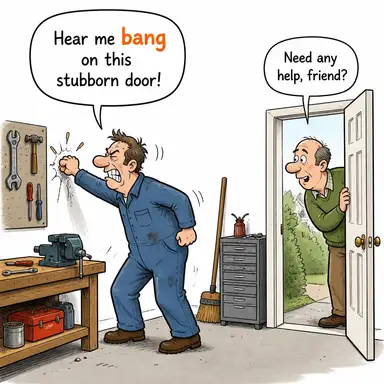 bang (çarpmak, gümlemek, vurmak) karikatürü — diyalogla bağlam içinde öğren