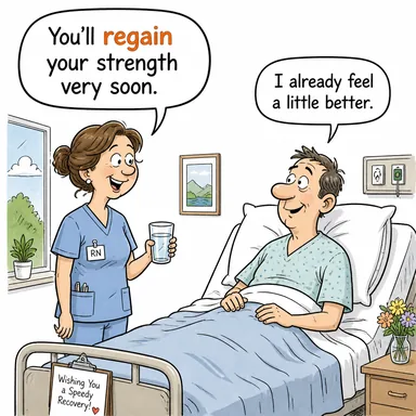 regain (yeniden kazanmak, geri almak (kontrol/sağlık vb.)) karikatürü — diyalogla bağlam içinde öğren