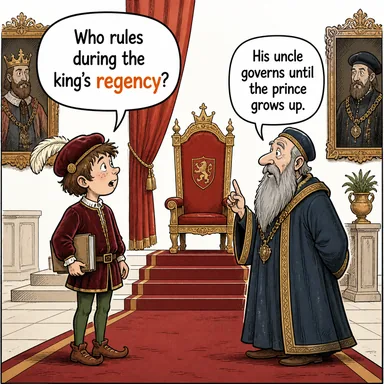 regency (kral nailliği, saltanat vekilliği dönemi) karikatürü — diyalogla bağlam içinde öğren