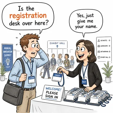registration (kayıt, tescil) karikatürü — diyalogla bağlam içinde öğren