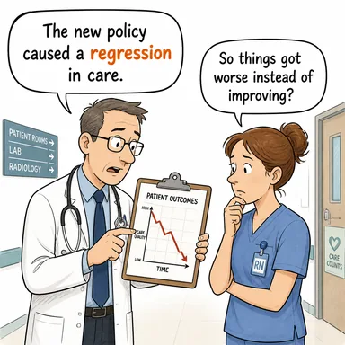 regression (gerileme, geri gitme) karikatürü — diyalogla bağlam içinde öğren