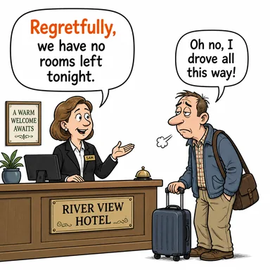 regretfully (maalesef, üzülerek, pişmanlıkla) karikatürü — diyalogla bağlam içinde öğren