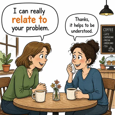 relate to (ile ilgili olmak, bağlantılı olmak, anlamak (empati)) karikatürü — diyalogla bağlam içinde öğren