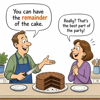remainder (geriye kalan, artık, kalan kısım) karikatürü — diyalogla bağlam içinde öğren