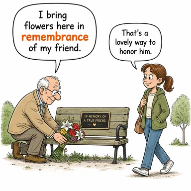 remembrance (anma, hatıra, yâd etme) karikatürü — diyalogla bağlam içinde öğren