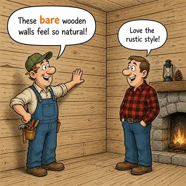 bare (çıplak, yalın, boş) karikatürü — diyalogla bağlam içinde öğren