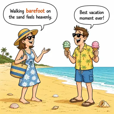 barefoot (yalınayak) karikatürü — diyalogla bağlam içinde öğren