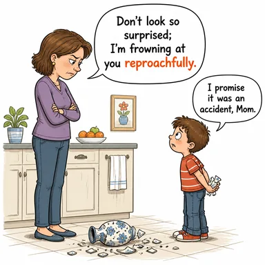reproachfully (sitemle, sitemkâr bir şekilde) karikatürü — diyalogla bağlam içinde öğren