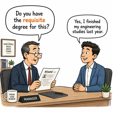 requisite (gerekli, zorunlu; gereklilik) karikatürü — diyalogla bağlam içinde öğren