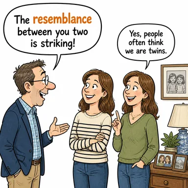 resemblance (benzerlik, andırma) karikatürü — diyalogla bağlam içinde öğren