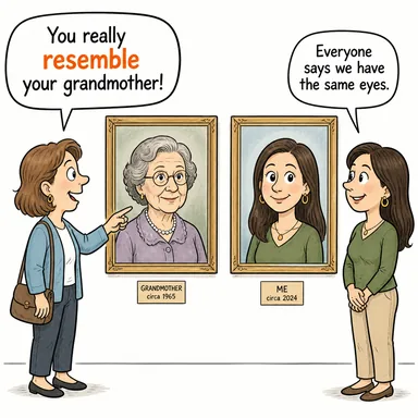 resemble (benzemek, andırmak) karikatürü — diyalogla bağlam içinde öğren