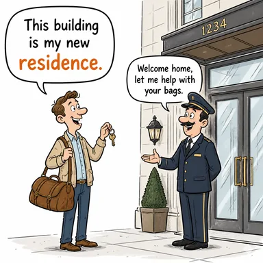 residence (konut, ikametgâh, mesken) karikatürü — diyalogla bağlam içinde öğren