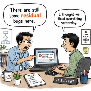 residual (artık, kalıntı, tortu, geriye kalan) karikatürü — diyalogla bağlam içinde öğren