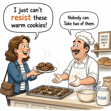 resist (karşı koymak, direnmek, dayanmak) karikatürü — diyalogla bağlam içinde öğren