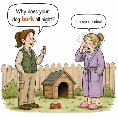 bark (havlamak, (emir) yağdırmak) karikatürü — diyalogla bağlam içinde öğren