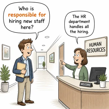 responsible for (-den sorumlu) karikatürü — diyalogla bağlam içinde öğren