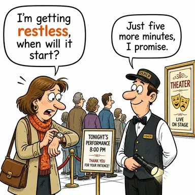 restless (huzursuz, yerinde duramayan) karikatürü — diyalogla bağlam içinde öğren