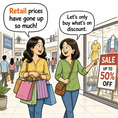 retail (perakende) karikatürü — diyalogla bağlam içinde öğren