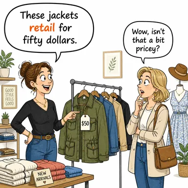 retail (perakende satmak/satılmak) karikatürü — diyalogla bağlam içinde öğren