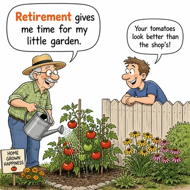 retirement (emeklilik) karikatürü — diyalogla bağlam içinde öğren