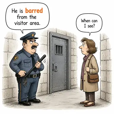 barred (yasaklı, parmaklıklı) karikatürü — diyalogla bağlam içinde öğren