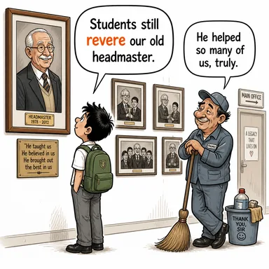 revere (büyük saygı duymak, hürmet etmek) karikatürü — diyalogla bağlam içinde öğren
