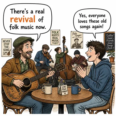 revival (canlanma, diriliş, yeniden doğuş) karikatürü — diyalogla bağlam içinde öğren