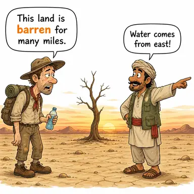 barren (çorak, verimsiz, kısır) karikatürü — diyalogla bağlam içinde öğren