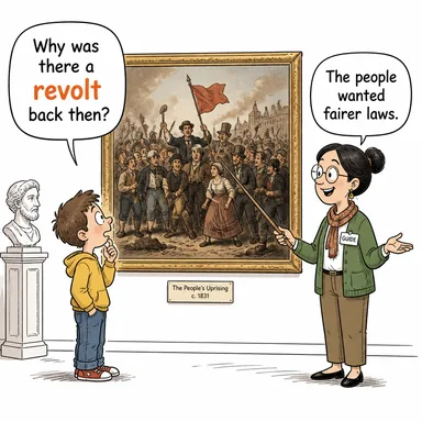 revolt (isyan, ayaklanma) karikatürü — diyalogla bağlam içinde öğren