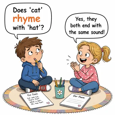 rhyme (kafiye) karikatürü — diyalogla bağlam içinde öğren