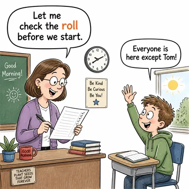 roll (rulo, liste, tomar) karikatürü — diyalogla bağlam içinde öğren