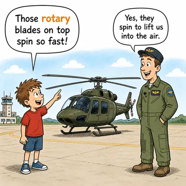 rotary (dönen, döngüsel) karikatürü — diyalogla bağlam içinde öğren