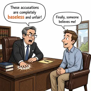 baseless (asılsız, temelsiz, dayanaksız) karikatürü — diyalogla bağlam içinde öğren