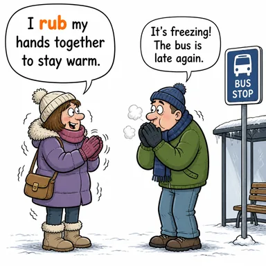 rub (ovalamak, sürtmek) karikatürü — diyalogla bağlam içinde öğren