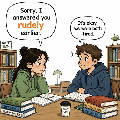 rudely (kabaca, nezaketsizce) karikatürü — diyalogla bağlam içinde öğren