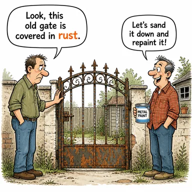 rust (pas, paslanma) karikatürü — diyalogla bağlam içinde öğren