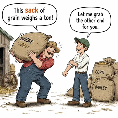 sack (çuval, torba) karikatürü — diyalogla bağlam içinde öğren