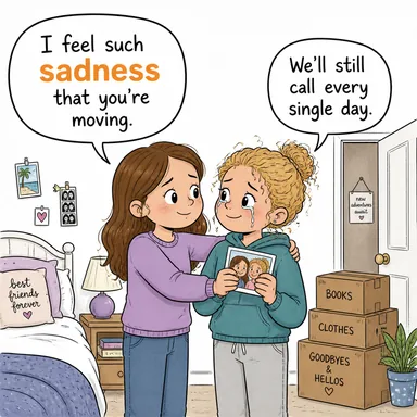 sadness (üzüntü, keder) karikatürü — diyalogla bağlam içinde öğren